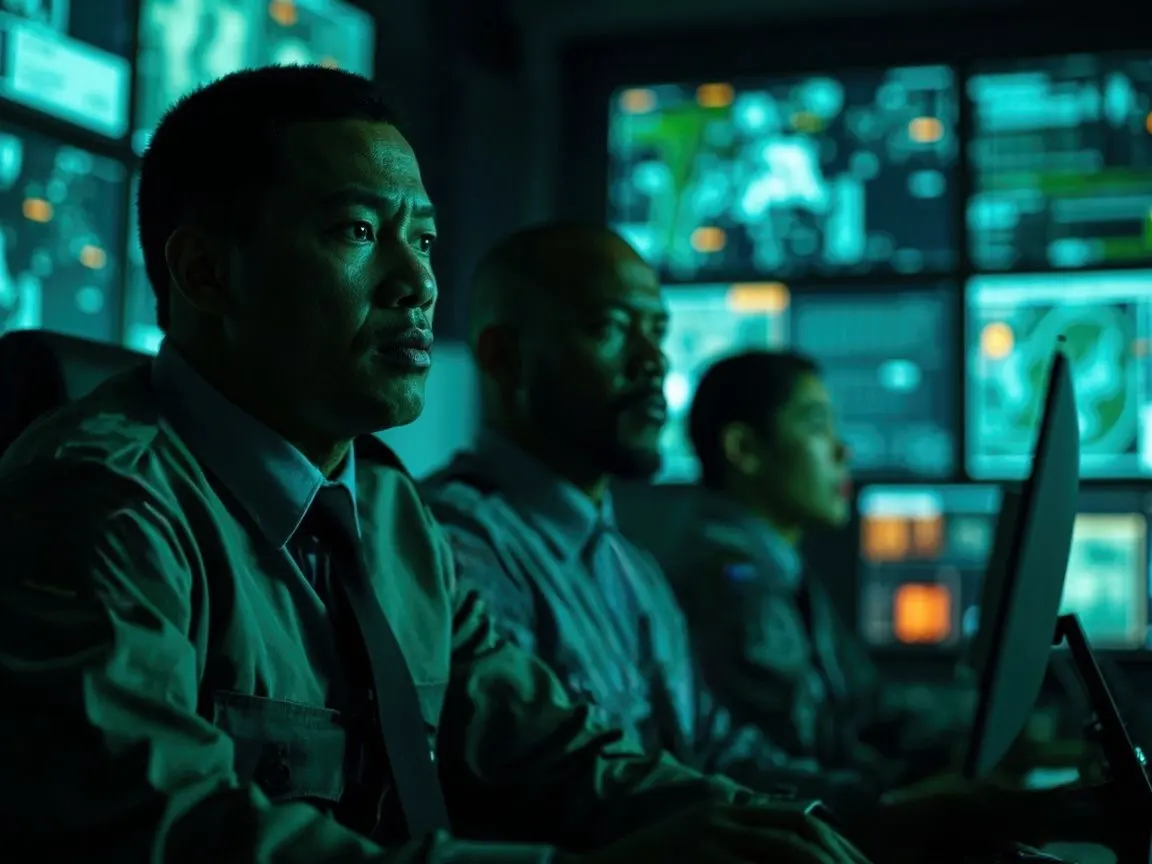 High-end control room with a large screen wall where an operator monitors digital dashboards