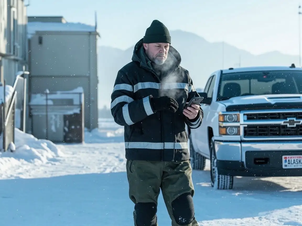 Winter patrol with GPS tracking using a mobile guard tour app in a northern U.S. site.