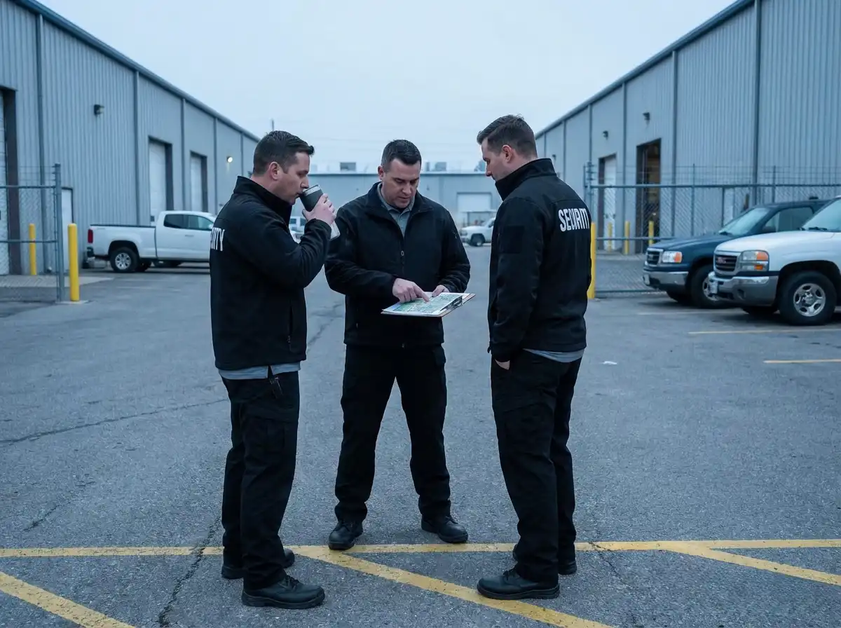 Security client reviewing patrol records after a warehouse theft to verify whether guards completed their rounds