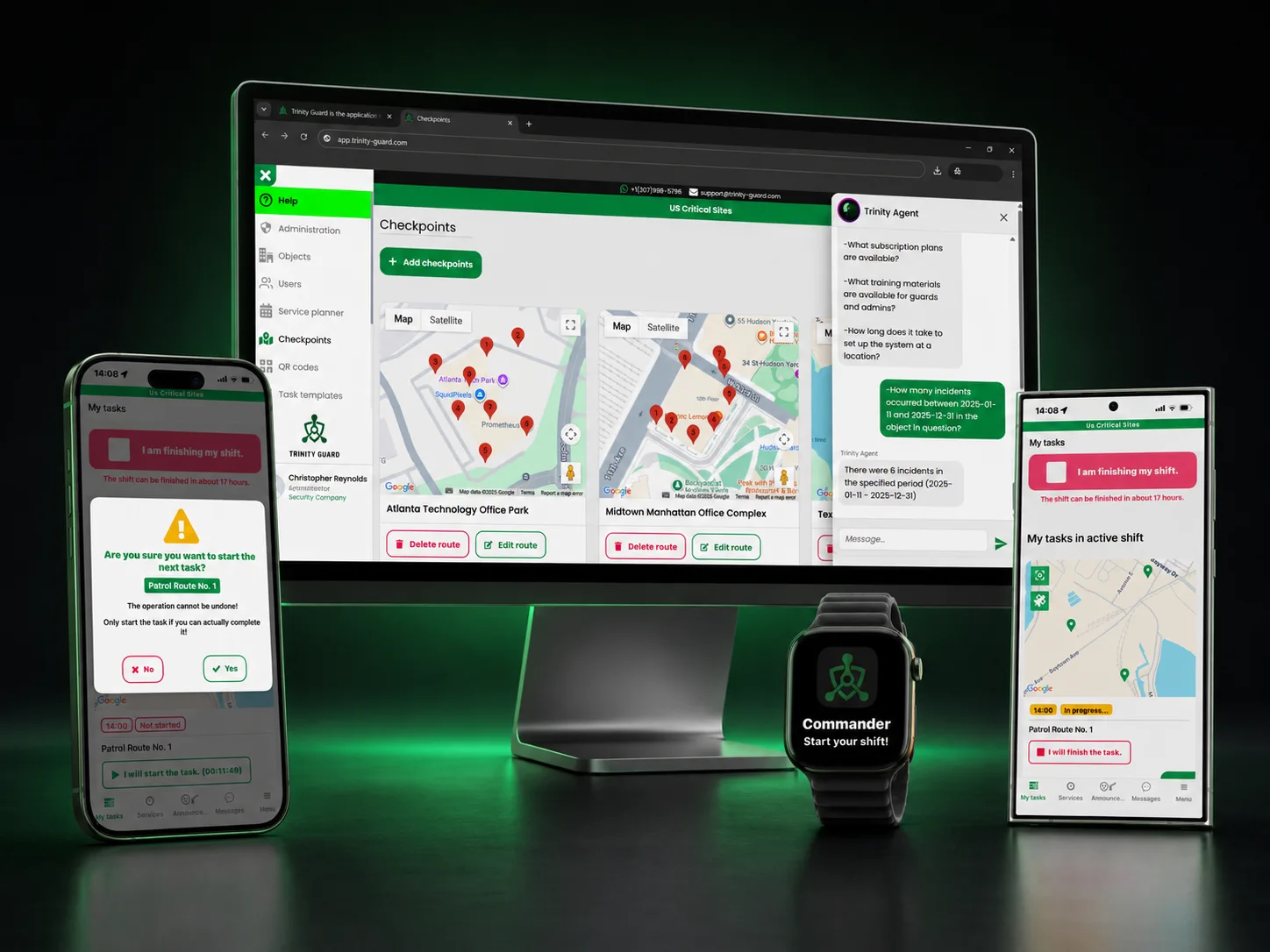 Guard tour patrol system visual placeholder with dashboard, reports, and patrol verification workflow